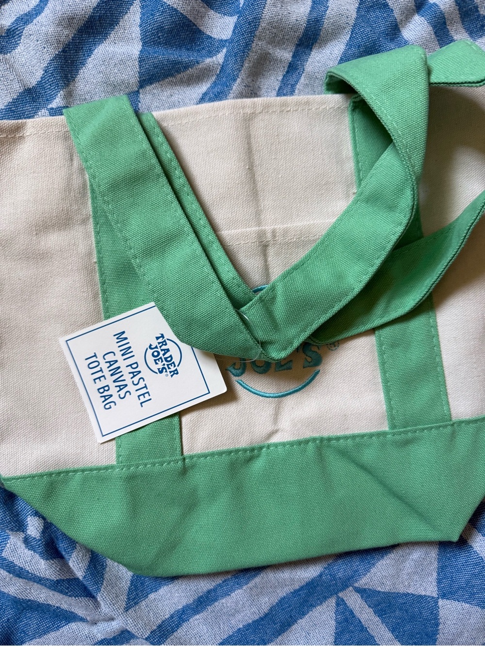 Trader Joe's Mini Pastel Canvas Tote Bag - Green